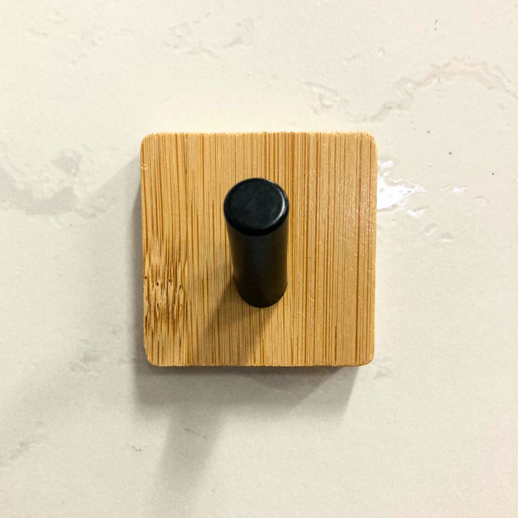Gancho de Parede Auto Adesivo Ferro e Bambu em Oferta na Shopee