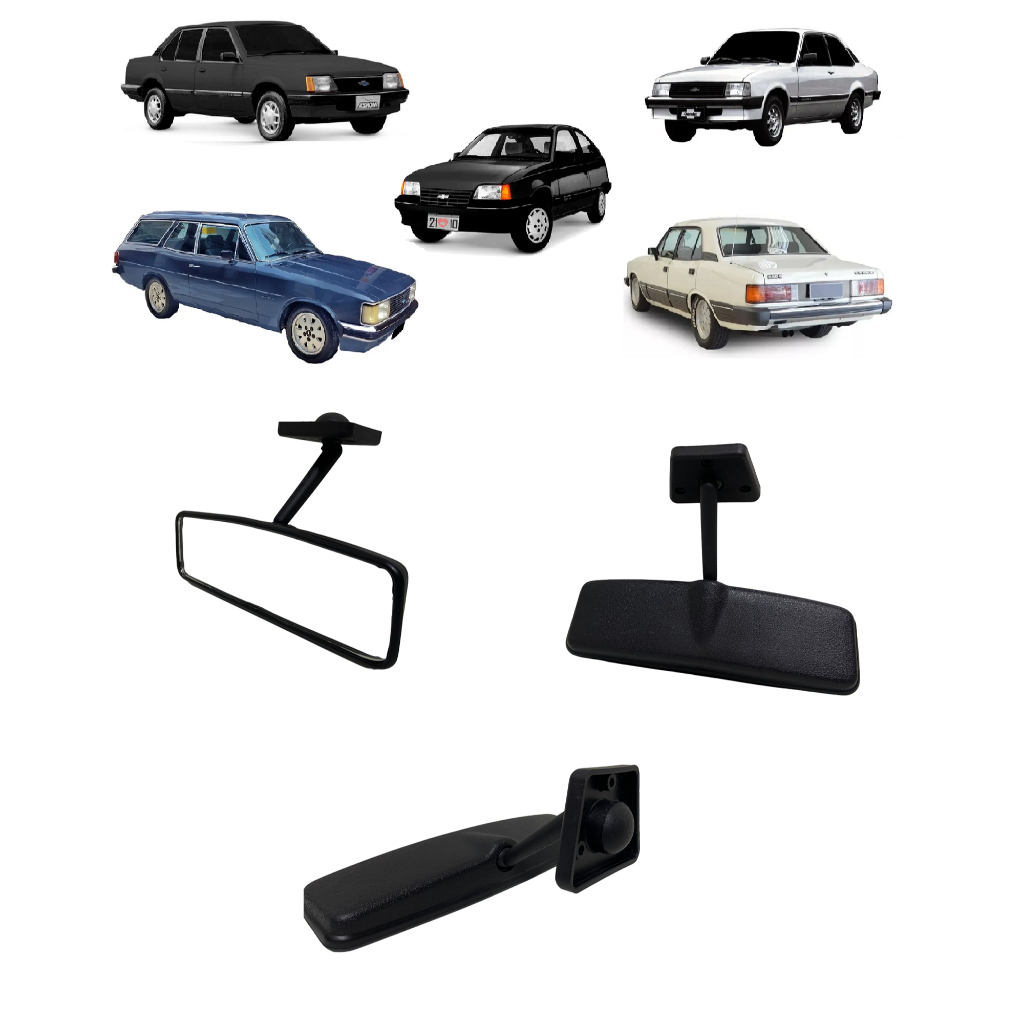 Retrovisor Espelho Interno Central Chevette Kadett Monza Opala Caravan,Todos Cor Preta.