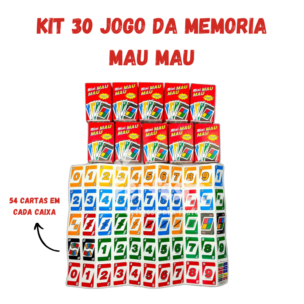Kit 30 Jogo Mini Mau Mau Infantil p/ Kit Festa Lembrancinha Prenda Infantil Educativo