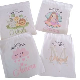 saquinho organizador escolar roupa suja personalizado com nome, kit saquinho roupa limpa,suja, sacolinhas personalizadas em Oferta na Shopee