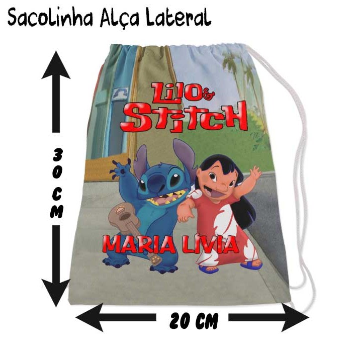 Kit Mochilinha Sacolinha Mochila Saco Sacochila Saquinho Lembrancinha Brinde Aniversario Personalizadas Lilo Stitch