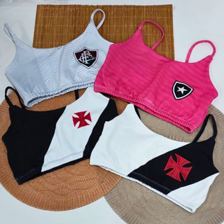 Top Feminino Fitness de Alcinha Frente Forrada Sem Bojo Times Cariocas Promoção ESTHER em Oferta na Shopee