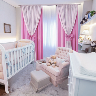 Cortina Clássica Quarto Infantil Xales Duplo Com Detalhes Em Laço 1,80m Altura x 3,00 m Largura Menina e Menino em Oferta na Shopee