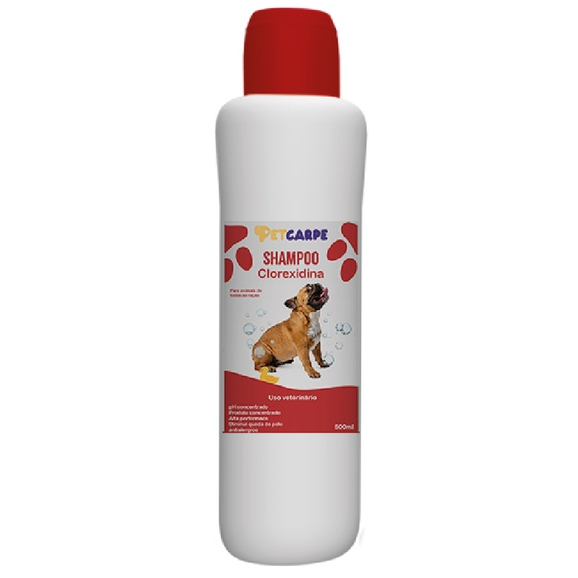 Shampoo Clorexidina 500ml Pet Carpe cachorros e gatos para animais pets de todas as raças e pelagens