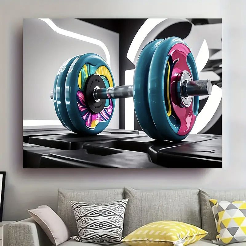 Quadro Decorativo - Anilhas Peso Academia Musculação -