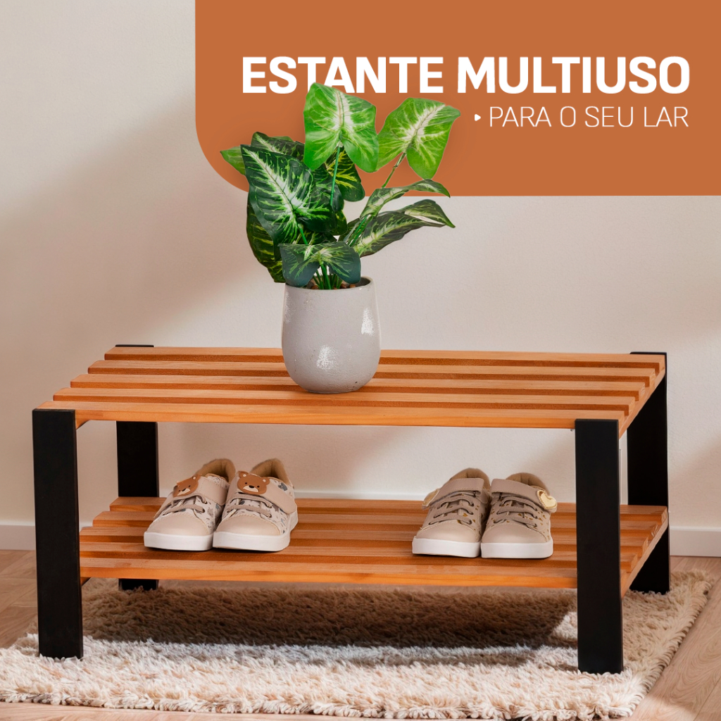 Estante Multiuso Sapateira Modelo Industrial 2 prateleiras Livreiro Organizador para seu L...