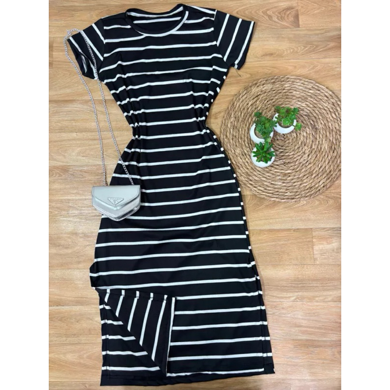 Vestido mídi malha canelada - Moda evangélica em Oferta na Shopee