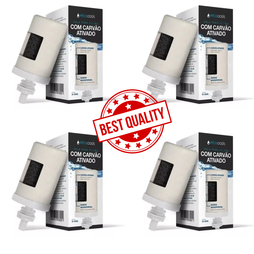 kit 4 Vela Para Filtro De Barro Com Carvão Ativado Oasis em Oferta na Shopee