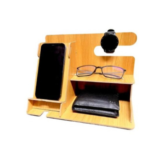 Suporte Escritório Multiuso Organizador De Mesa Mdf  Porta Celular Óculos carteira e Relógio Envio Imediato