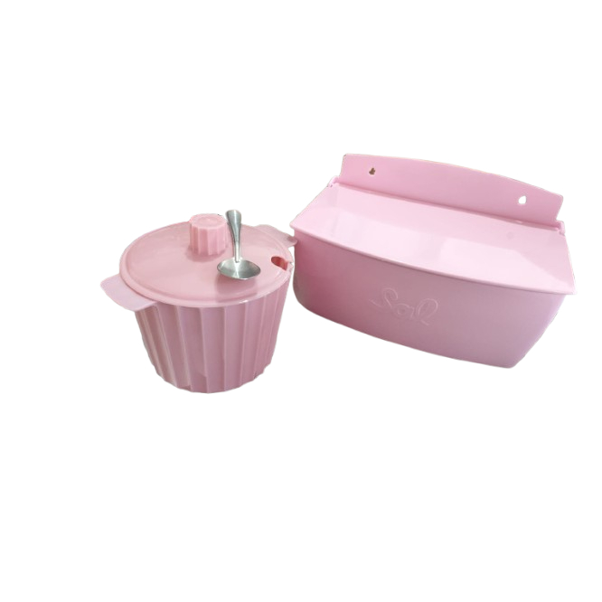 Kit Saleiro mais Açucareiro jogo todo em Rosa Bebe em Oferta na Shopee