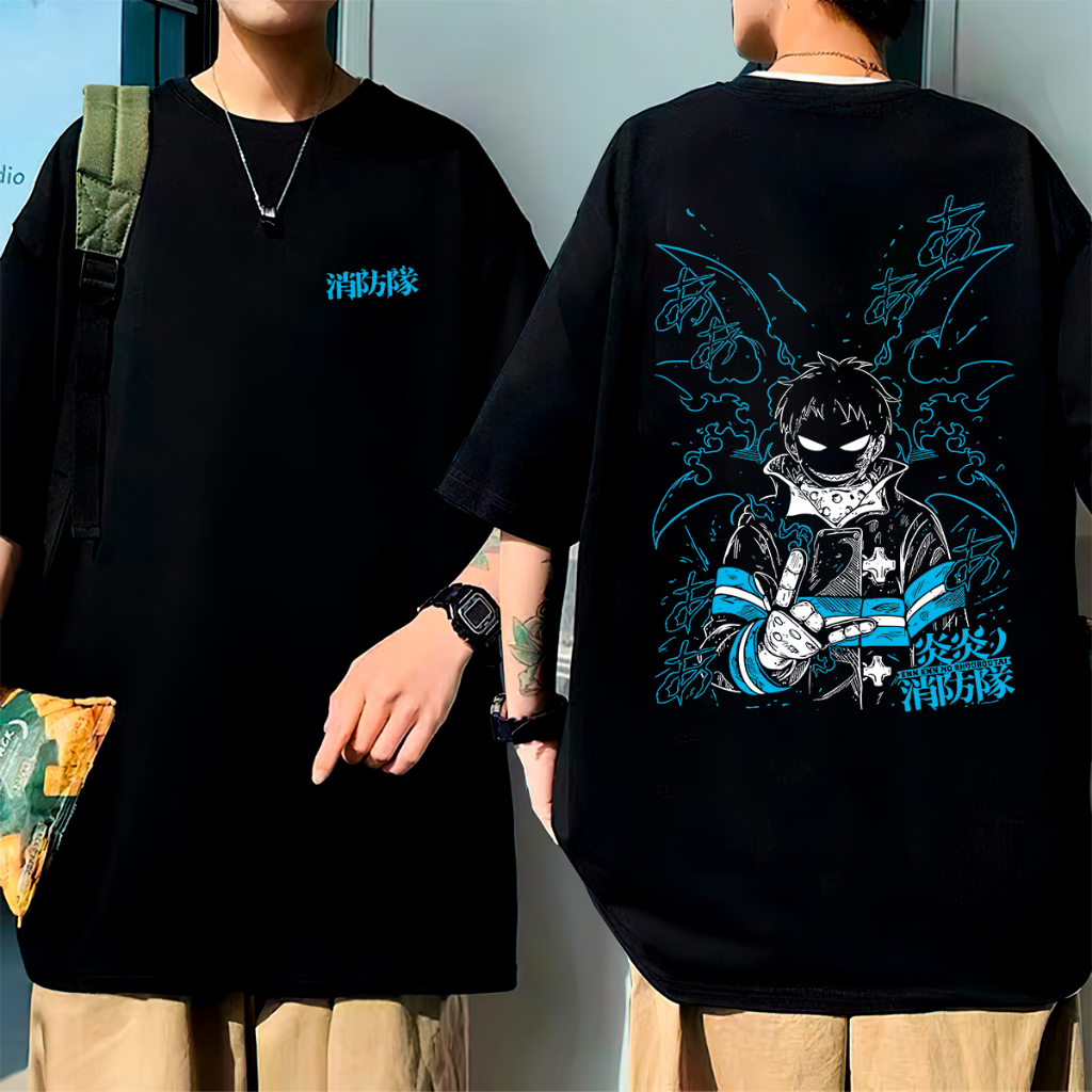 Camiseta Oversize Fire Anime Force Mangá Japonês em Oferta na Shopee