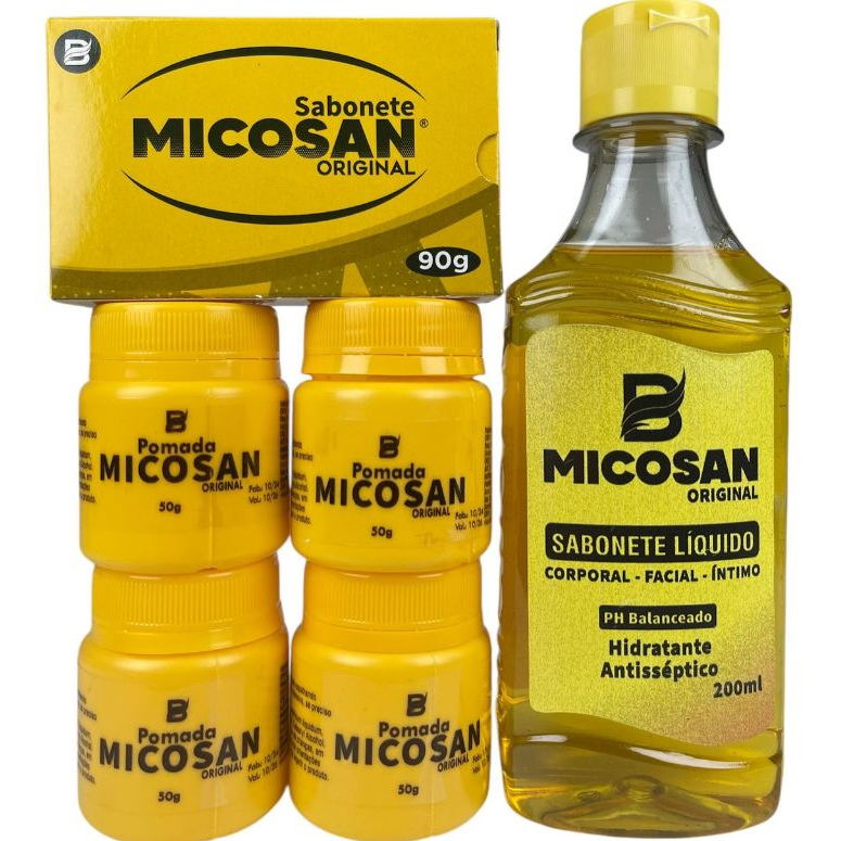 Kit Micosan Pomada Clareadora, 4 Pomadas, 1 Sabonete Em Barra, 1 Sabonete Liquido em Oferta na Shopee