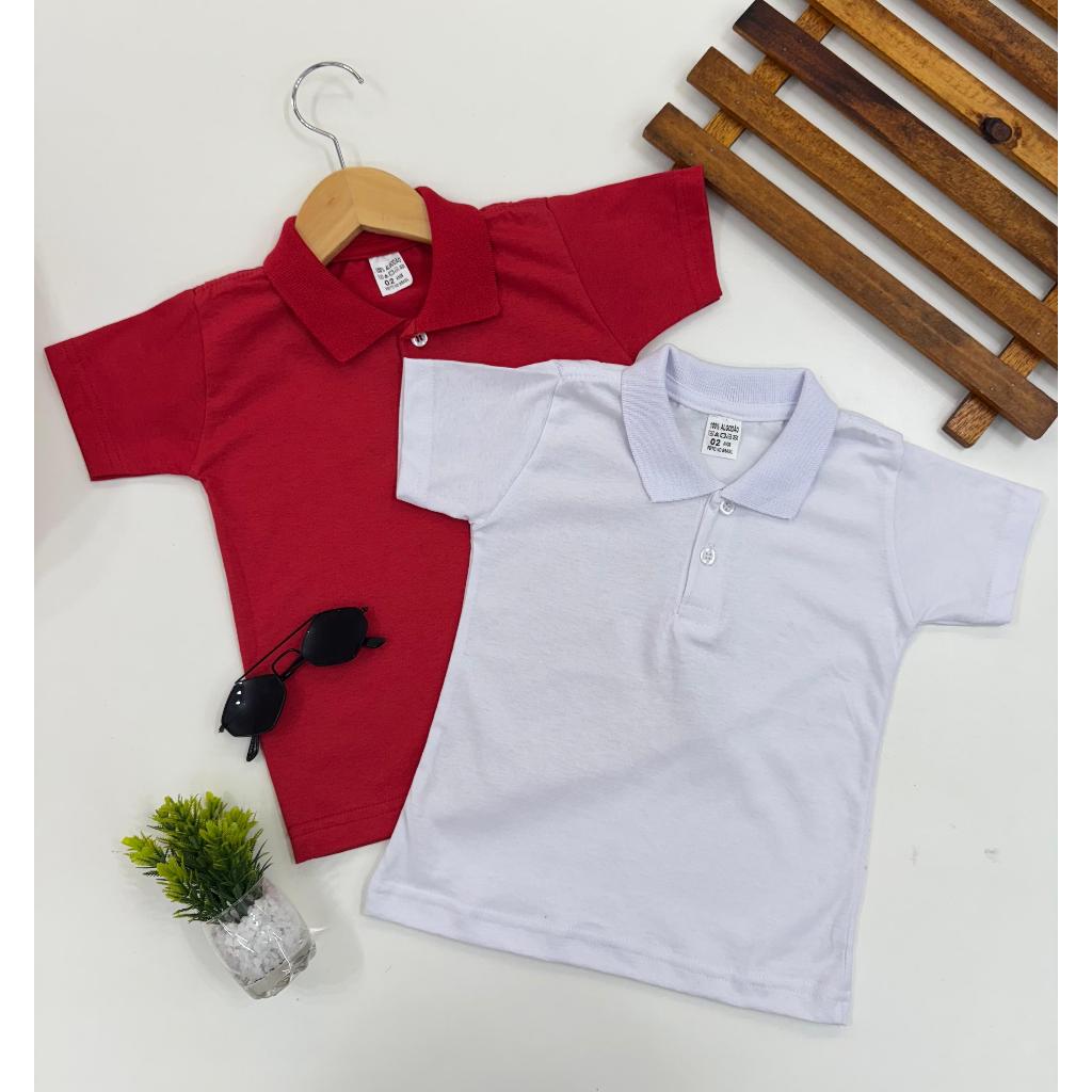 Blusa Polo gola lisa infantil - Camisa kids lisa