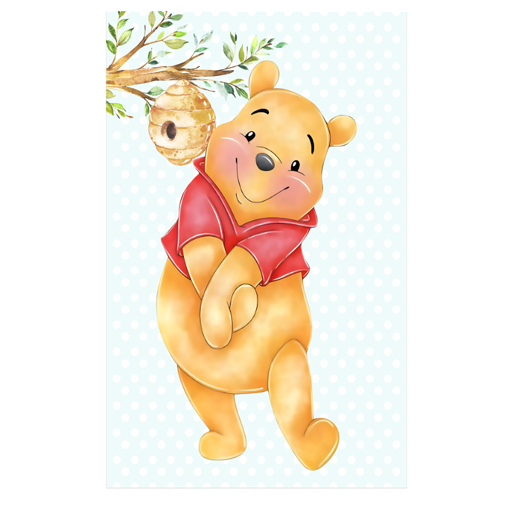 Painel Tecido Sublimado Vertical decor Ursinho Pooh 2X1