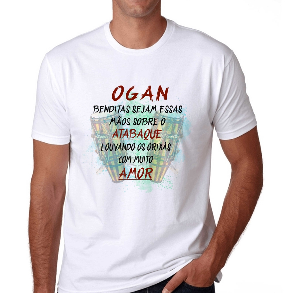 Camiseta Ogan Salve Os Ogãs Atabaque Axé Orixás