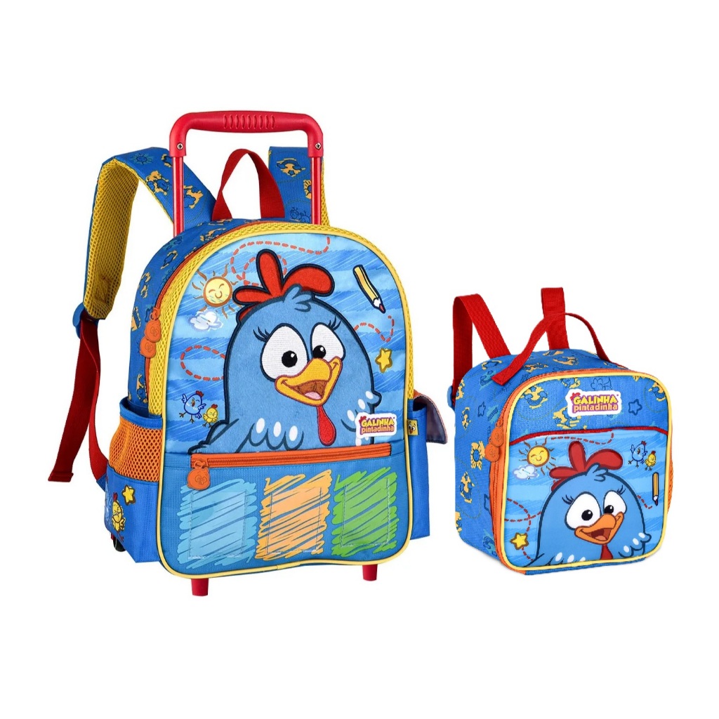 Kit Mochila de Carrinho + Lancheira Térmica Galinha Pintadinha Oficial em Oferta na Shopee