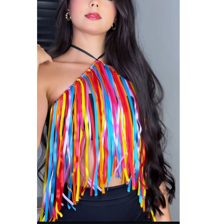 Top de fita de cetim, acessório para carnaval - Top fita Carnaval