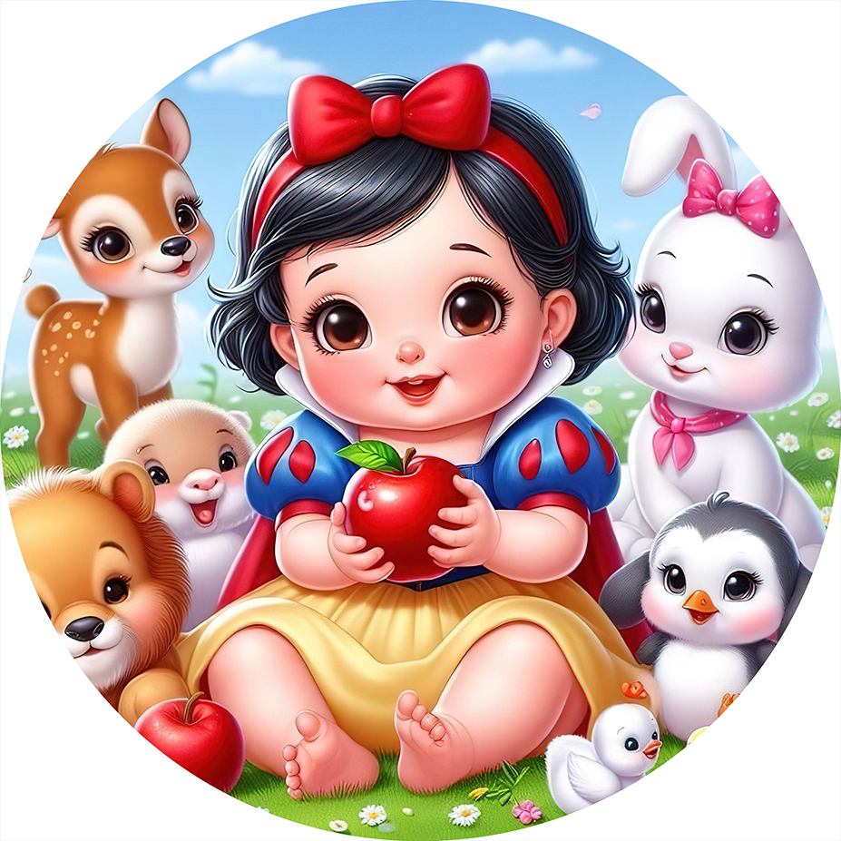 Painel festa redondo tecido sublimado decor BRANCA DE NEVE em Oferta na Shopee