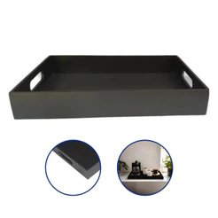 Bandeja Preta Decorativa MDF Grande 40x30cm - Com Alça Ideal para Café, Lavabo e Decoração