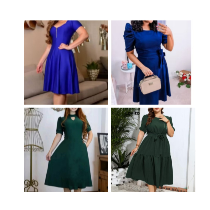 VESTIDO MODA EVANGÉLICA GOSPEL CRISTÃ ELEGANTE SOLTINHO Plus Size Tamanho Grande Tendencia Curve Festa Luxo