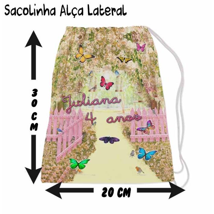 Kit Mochilinha Sacolinha Mochila Saco Sacochila Saquinho Lembrancinha Brinde Aniversario Personalizadas Jardim Encantado