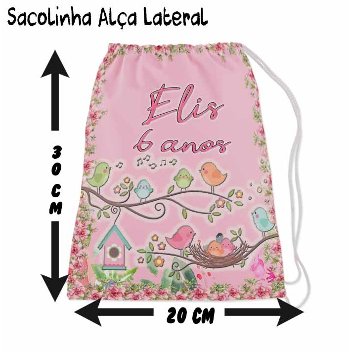 Kit Mochilinha Sacolinha Mochila Saco Sacochila Saquinho Lembrancinha Brinde Aniversario Personalizadas Jardim Encantado