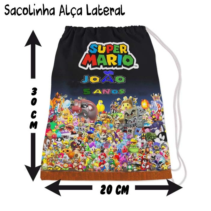 Kit Mochilinha Sacolinha Mochila Saco Sacochila Saquinho Lembrancinha Brinde Aniversario Personalizadas Mario Bros