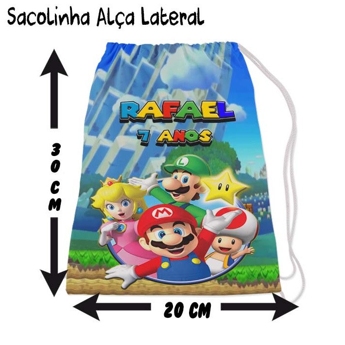 Kit Mochilinha Sacolinha Mochila Saco Sacochila Saquinho Lembrancinha Brinde Aniversario Personalizadas Mario Bros