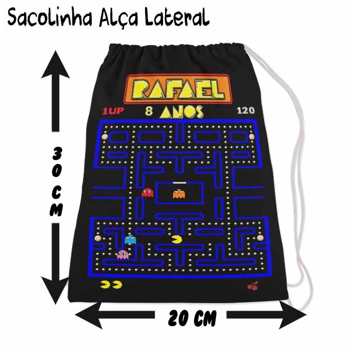 Kit Mochilinha Sacolinha Mochila Saco Sacochila Saquinho Lembrancinha Brinde Aniversario Personalizadas PACMAN