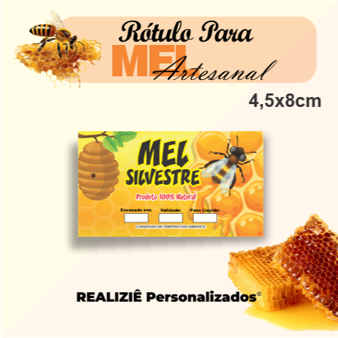 Kit Adesivo Glossy MEL ARTESANAL 45und 4,5x8cm REF04 em Oferta na Shopee