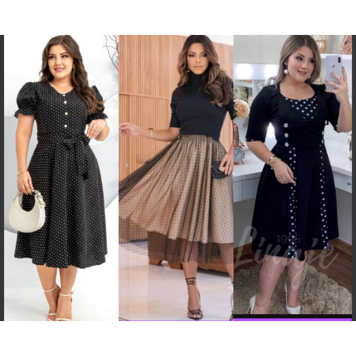 Vestido Midi Plus Size Tamanho Grande Tendência Curve Luxo Evangélico Cinto Manga Princesa Tule Verde Bolinha Anos 60 70