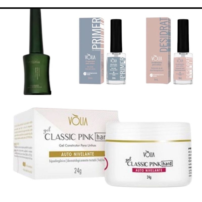 Kit Gel Classic Pink pink primer e desidrat Vòlia e esmalte em gel d&z
