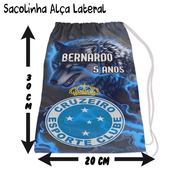 Kit Mochilinha Sacolinha Mochila Saco Sacochila Saquinho Lembrancinha Brinde Aniversario Personalizadas FUTEBOL CRUZEIRO