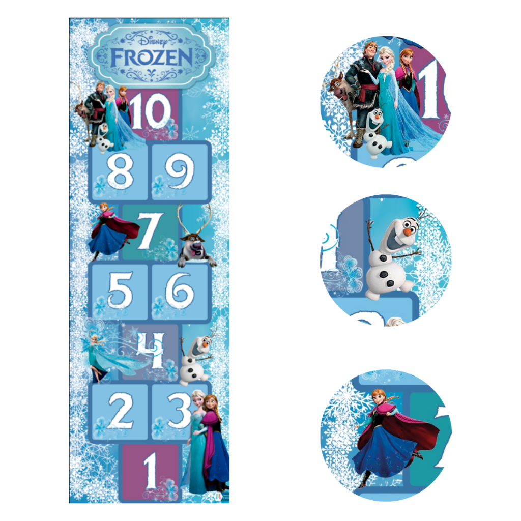 Tapete Painel de Lona Amarelinha Frozen Grande para Decoração de Quarto e Festa de Aniversário 200x70cm