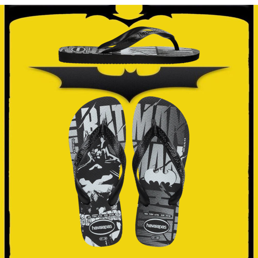 Chinelo Havaianas Top DC Batman Logomania Adulto Masculino Super Herói Gotham