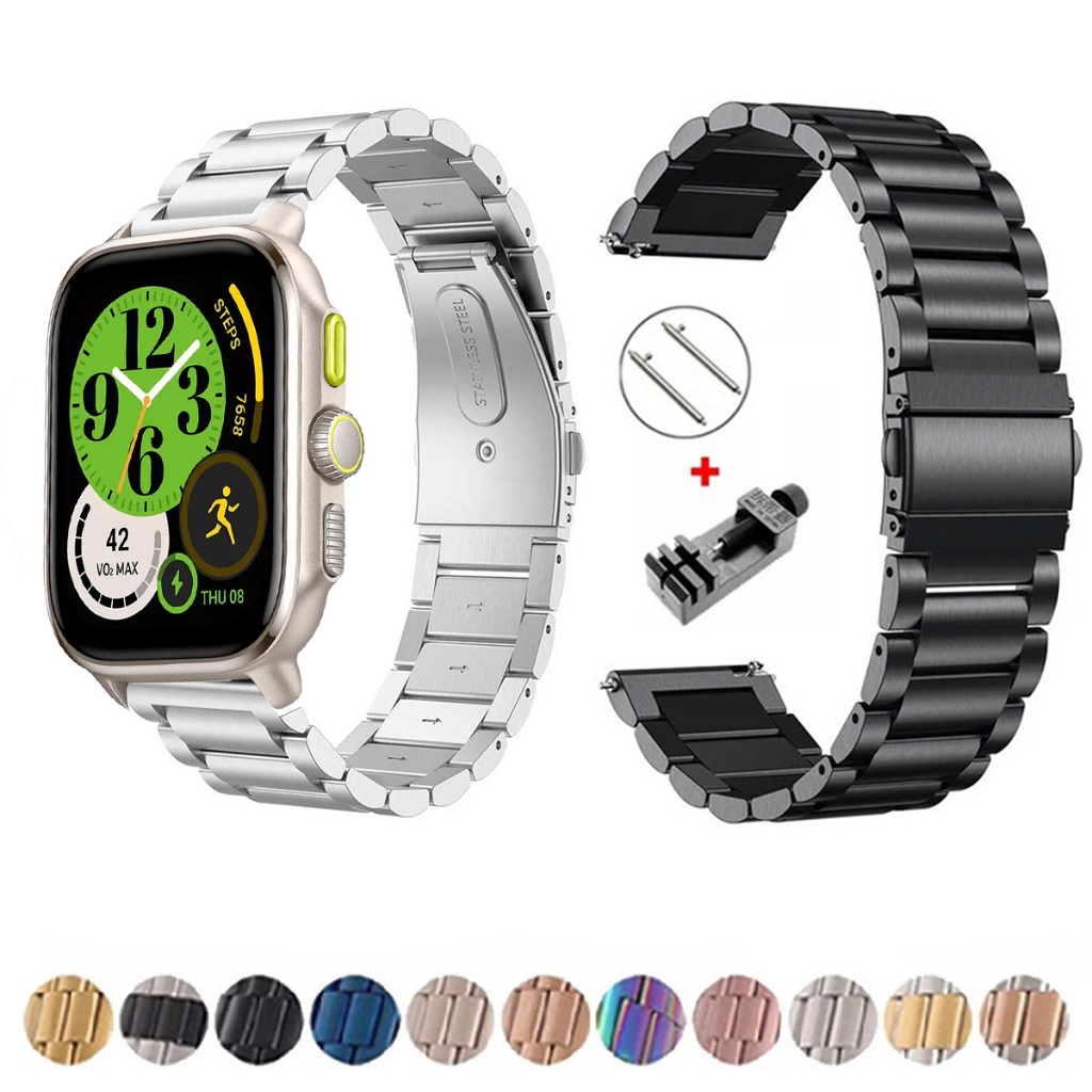 Pulseira de 20mm Metal Elos de aço inox para Smartwatch Amazfit Cheetah Square de Engate Rapido