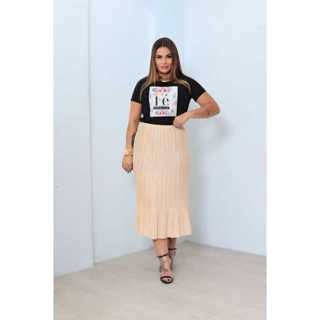 Saia Plissada Mídi Evangélica Premium Casual em Oferta na Shopee