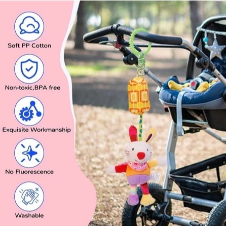 Pingente Para Carrinho De Bebê-Brinquedo Calmante Mordida De Entrada Crianças-Carrilhão De Vento Animal Multifuncional