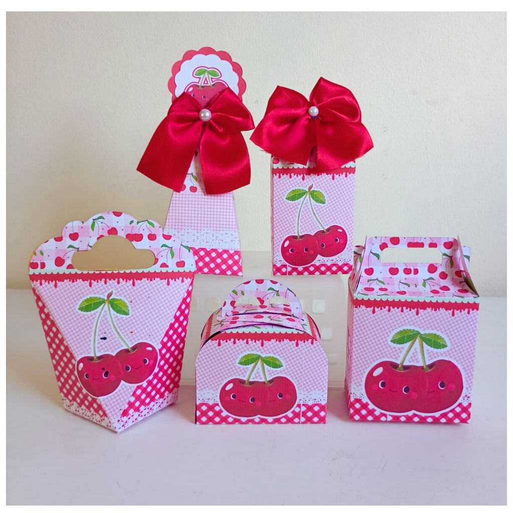 PEGUE E MONTE - Kit Cerejinha / Personalizados Cerejinha/ Lembrancinha Cerejinhas / Caixinha Cerejinhas / Cerejinhas