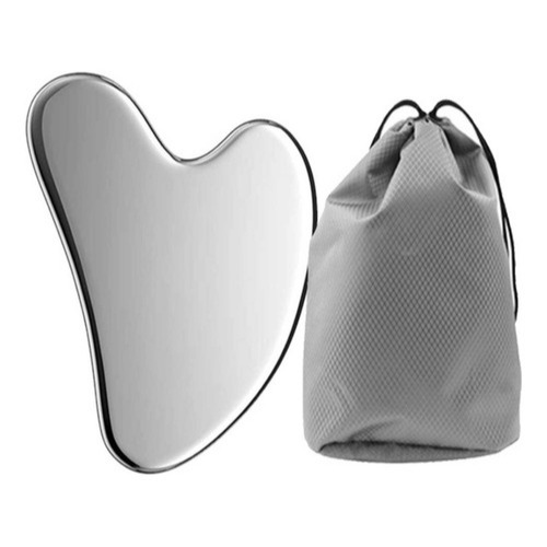 Pedra Anti Ruga Em Aço Inox Placa Gua Sha Massagem Facial - Skin Care