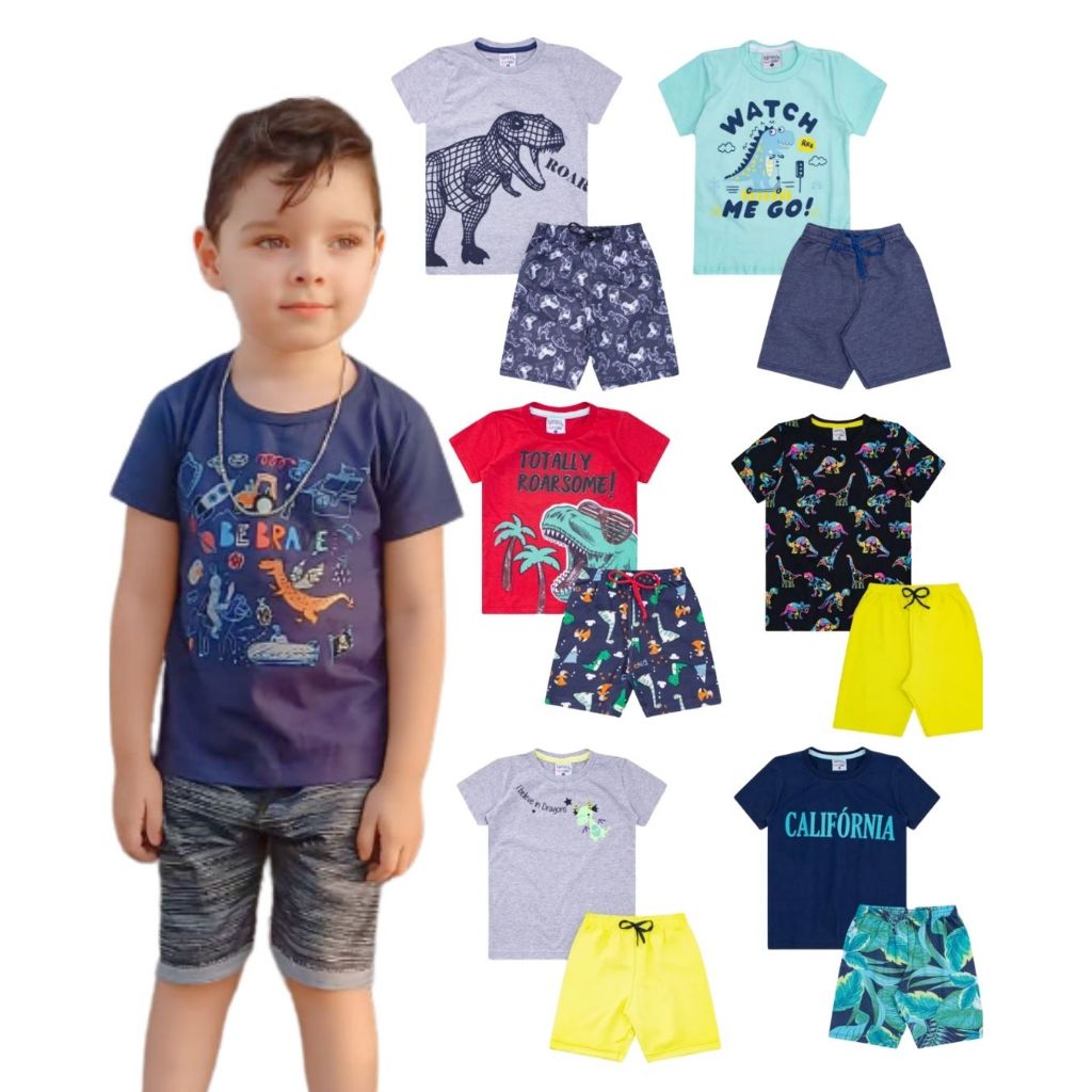 Kit 2 Conjunto Infantil Menino Verão Modelo Sortidos Premiun Roupas Infantil