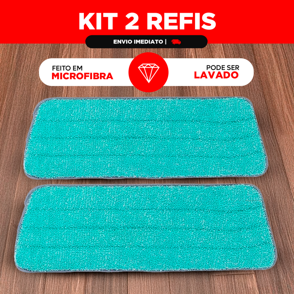 KIT 2 Refi's Para Mop Spray Universal Pano Microfibra Reutilizável