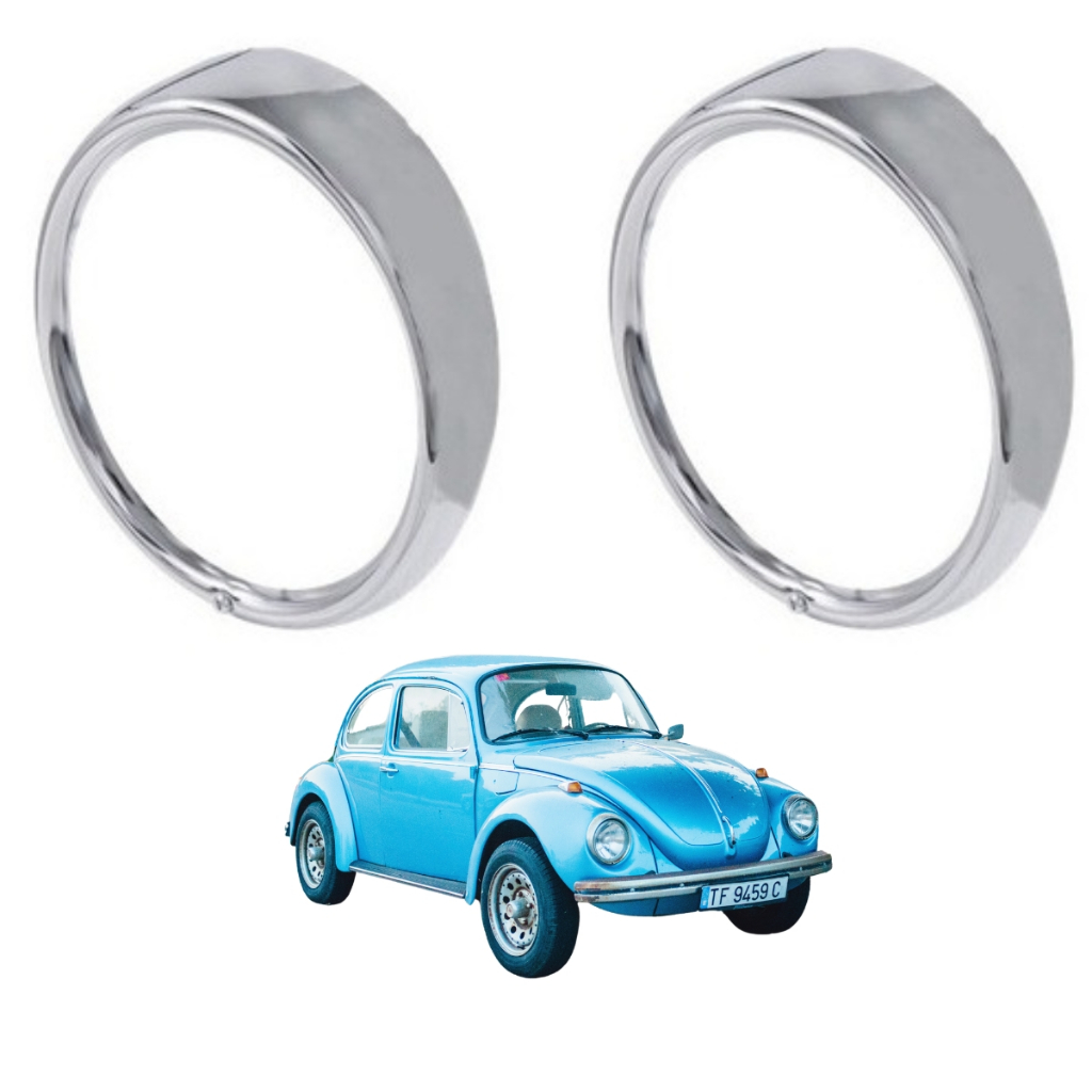 Par Aro Moldura Farol Cromado e Preto Fusca Kombi e Variante Aplicação Universal em Oferta na Shopee
