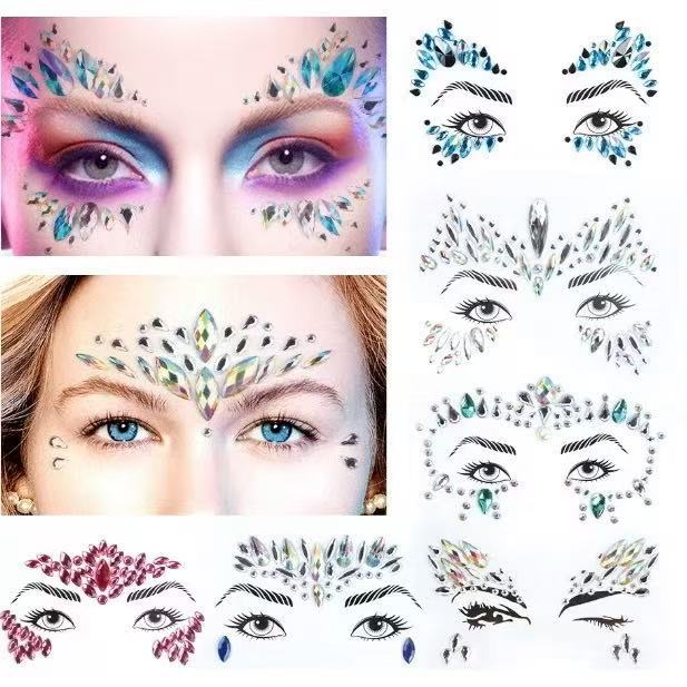 Kit 5/10/15/20 Adesivo Para O Rosto Strass Cristais Maquiagem Para O Carnaval Fantasia Sereia Carnaval e Festas