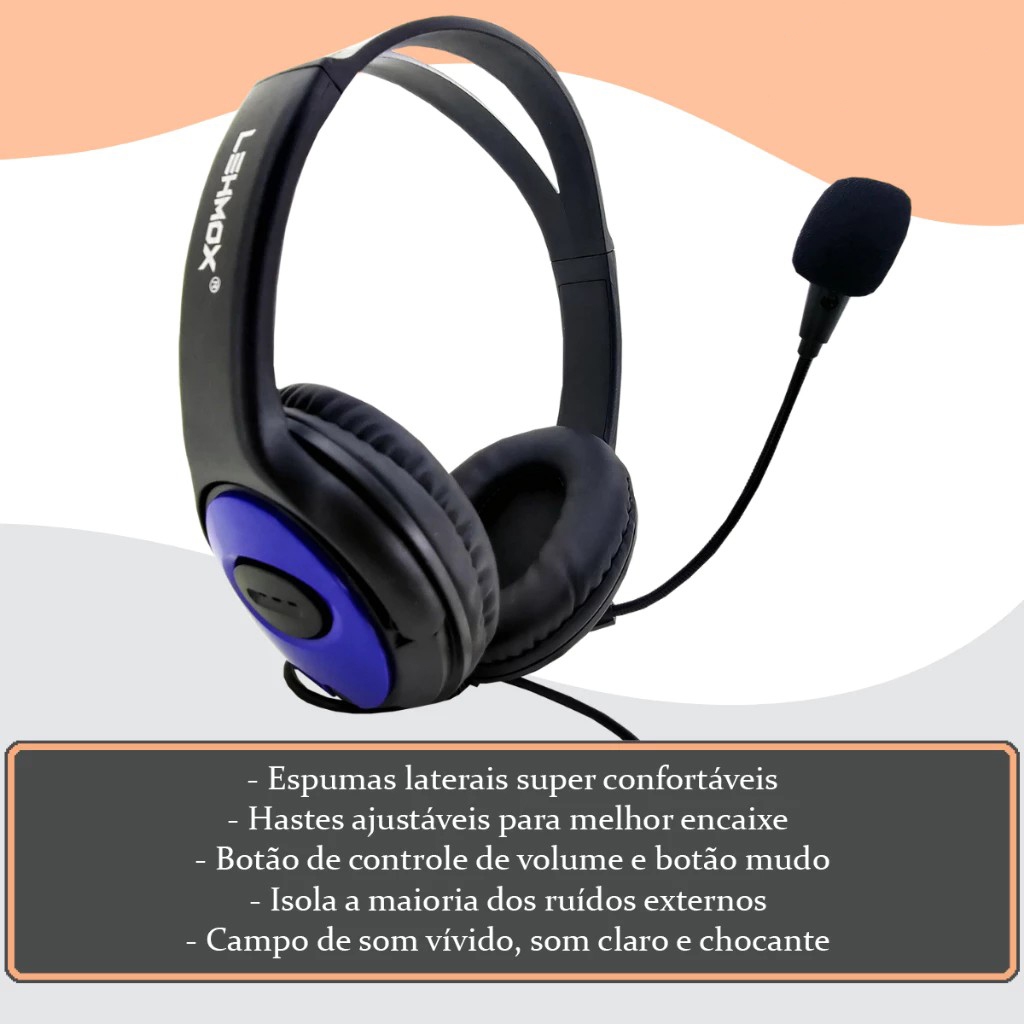 Lehmox Fone Ouvido Com Fio Headphone Gamer Para Pc Ps4 Xbox One