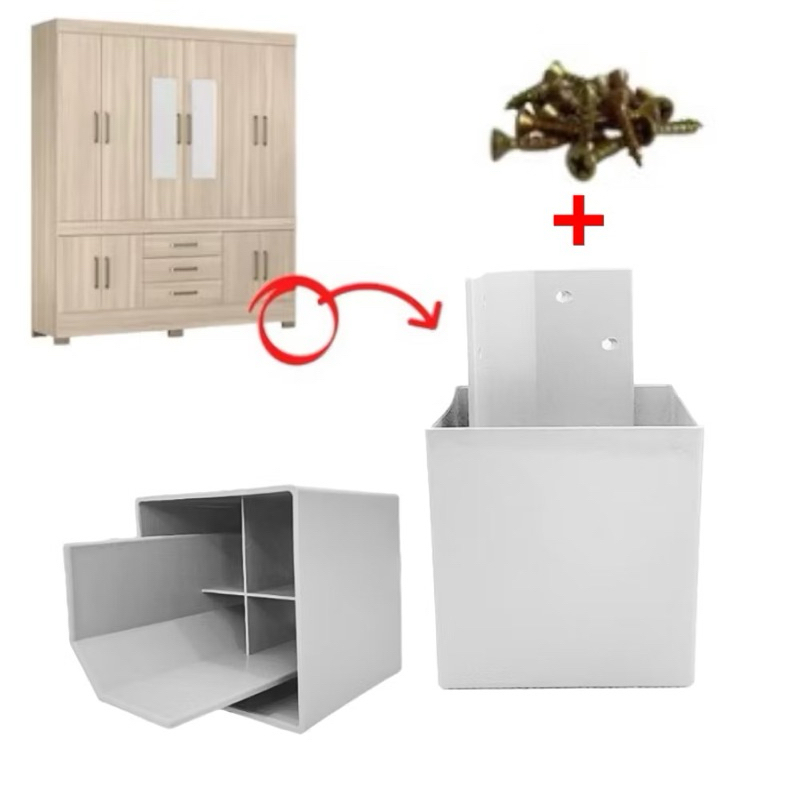 Pés para guarda roupa, racks e armarios kit com 8, 6 ou 4 pés cor: BRANCO em Oferta na Shopee