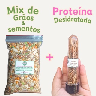 Kit mix de sementes e grãos + proteína a sua escolha, hamster, gerbil, roedores em Oferta na Shopee