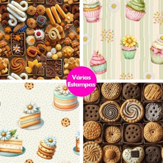 Tricoline 100% Algodão Estampa Padaria - Tecido para Artesanato, Patchwork e Decoração - 50cm x 1,50m em Oferta na Shopee