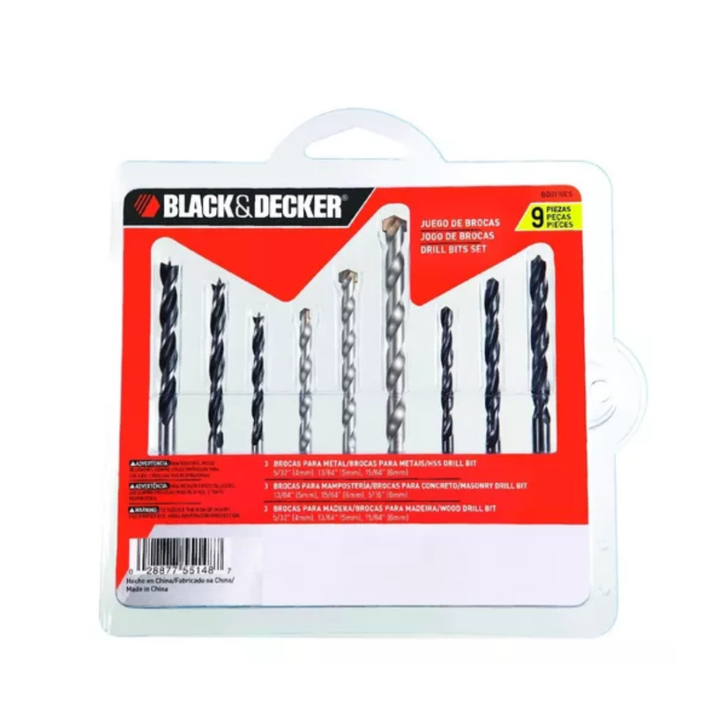JOGO DE BROCAS COMBINADO 9 PCS BD0110CS BD