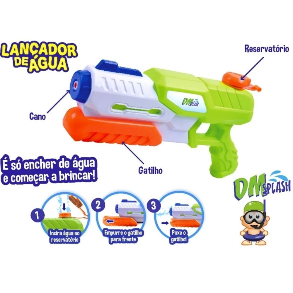 Super Arminha De Água Lançador de Água Pistola De Agua 29cm 500ml Alta Pressão Dm Toys